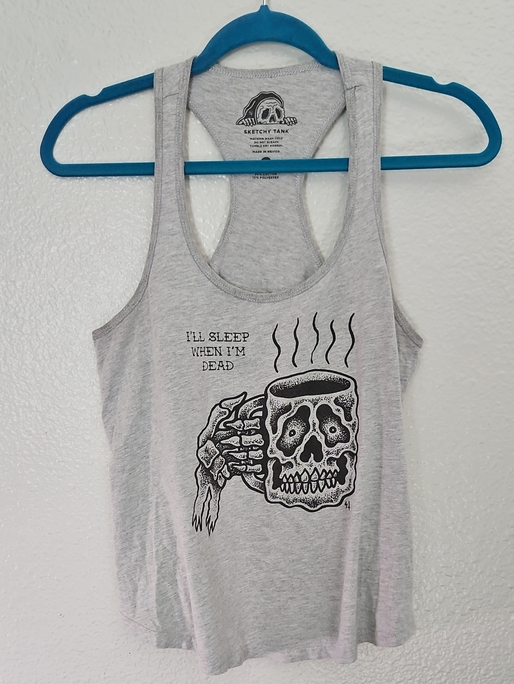 Sketchy Tank "I'll Sleep When I'm Dead" Graphic Crop Tank M
